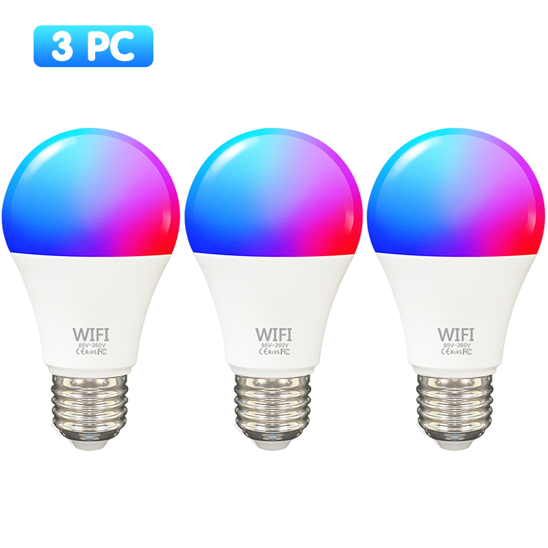 15w tuya smart pære wifi  e27 rgb+hvidt led lys lampe dæmpbare magiske pærer smartlife app stemmestyring via google home alexa: 3 stykker