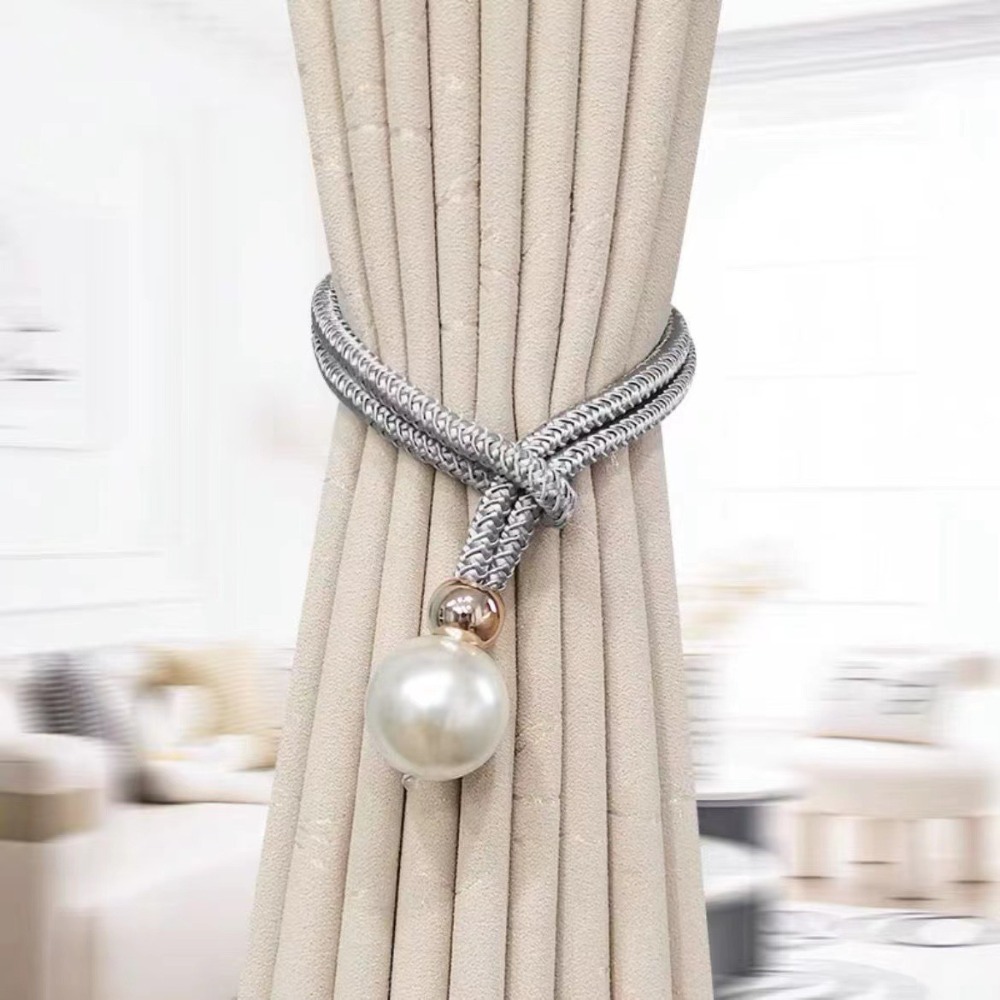 Polyester Pearl Curtain Tieback Adjustable Pearl Curtain Buckle Buckle Tie Rope Beautifully Curtains Tie Rope Home: Yellow
