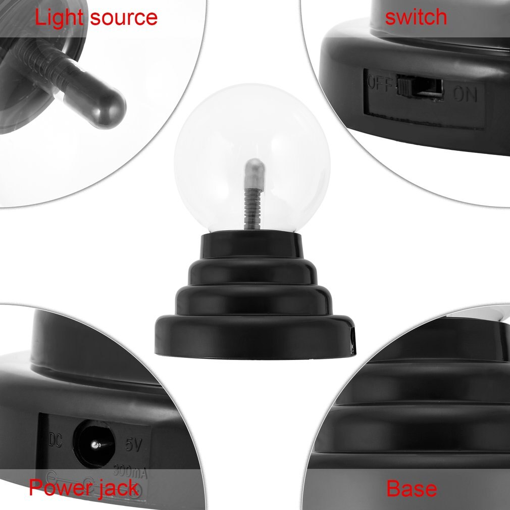 3 Inch USB Plasma Ball Electrostatic Sphere Light Magic Crystal Lamp Ball Touch Sensitive Transparent Desktop Lights