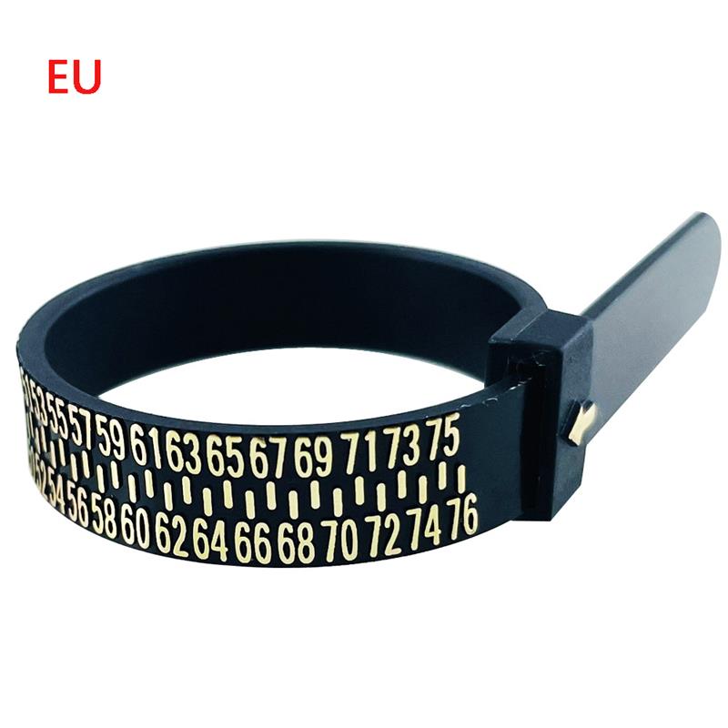 Ring sizer mått uk/us/jp/eu fingermått mätare män och kvinnors storlekar az smycken verktyg utrustning mjuka ring mätverktyg: Svart-eu