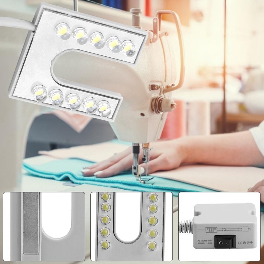 Werkende zwanenhals led-lamp flexibele zwanenhals met magnetische voet voor naaimachine 110-265v eu-stekker