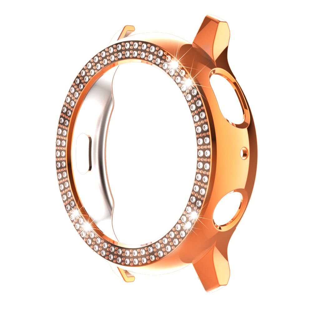 Hoesjes voor samsung galaxy watch active 2 44mm 40mm hoesje voor active 2 band dames dubbele rij diamant pc hoesje bumper: Roségoud / Voor actief 2 44mm