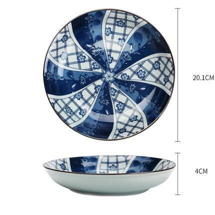 8 tommer keramisk plade husholdningsboller plade japansk stil keramisk middag plade keramisk morgenmad plade dessert fad: 06 stil