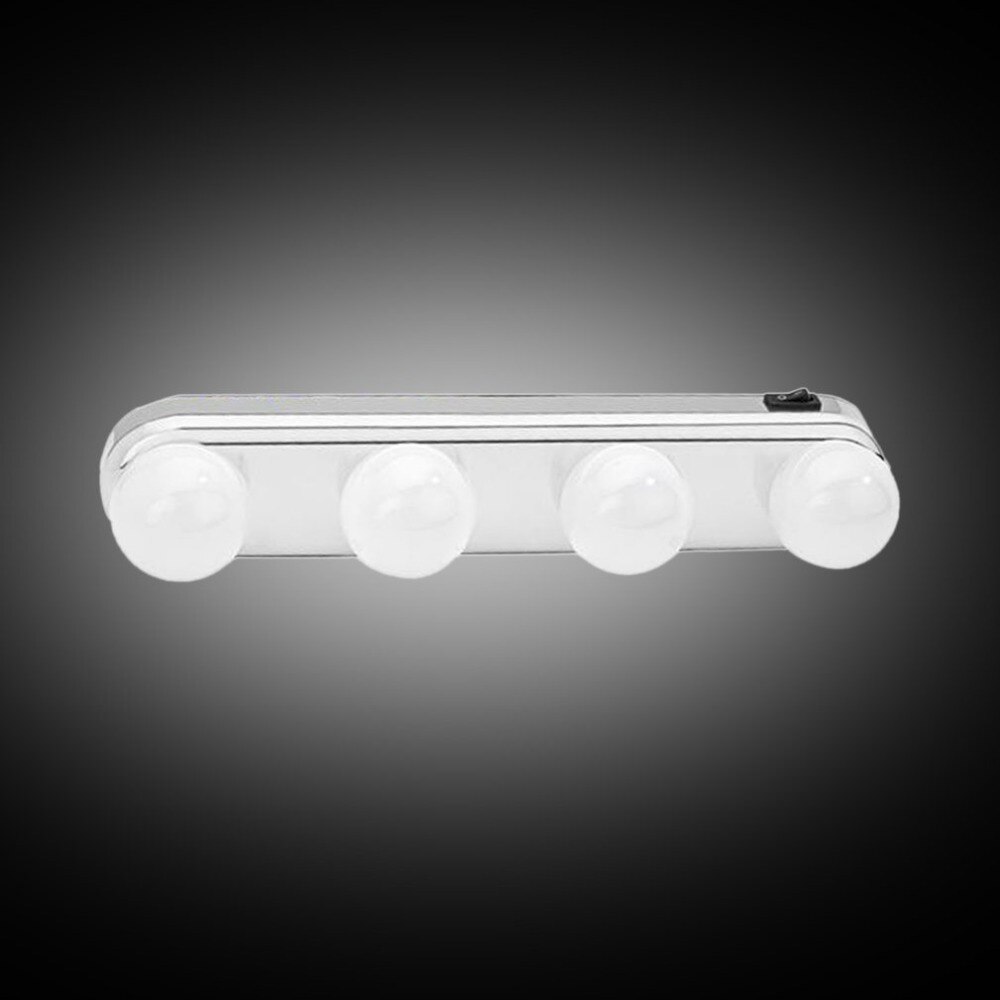 Kit de luces de espejo de tocador LED Luz de maquillaje súper brillante 4 bombillas LED portátil con batería