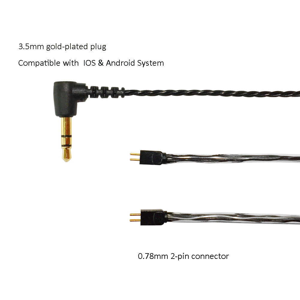 In-Ear Monitor Kabel Oortelefoon Kabel Draad Iem Kabel 1964 W4r Um3x Es3 Es5 Kabel 2 Pin 0.78Mm connector 64''