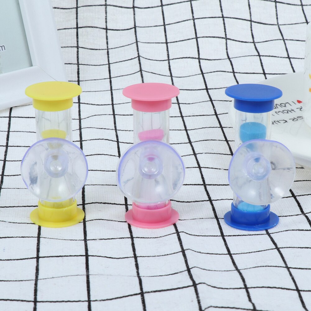 3Pcs Drie Minuten Zandloper Met Zuignap Verwijderbare Zandloper Kinderen Borstelen Timer Zand Klok Timers Voor Kids Games (3 Mi