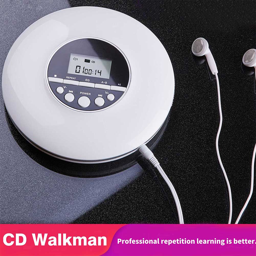 Reproductor de CD portátil, estéreo, con pantalla LCD para el hogar, conector de 3,5mm, recargable para niños y adultos, a prueba de golpes, con auriculares Discman