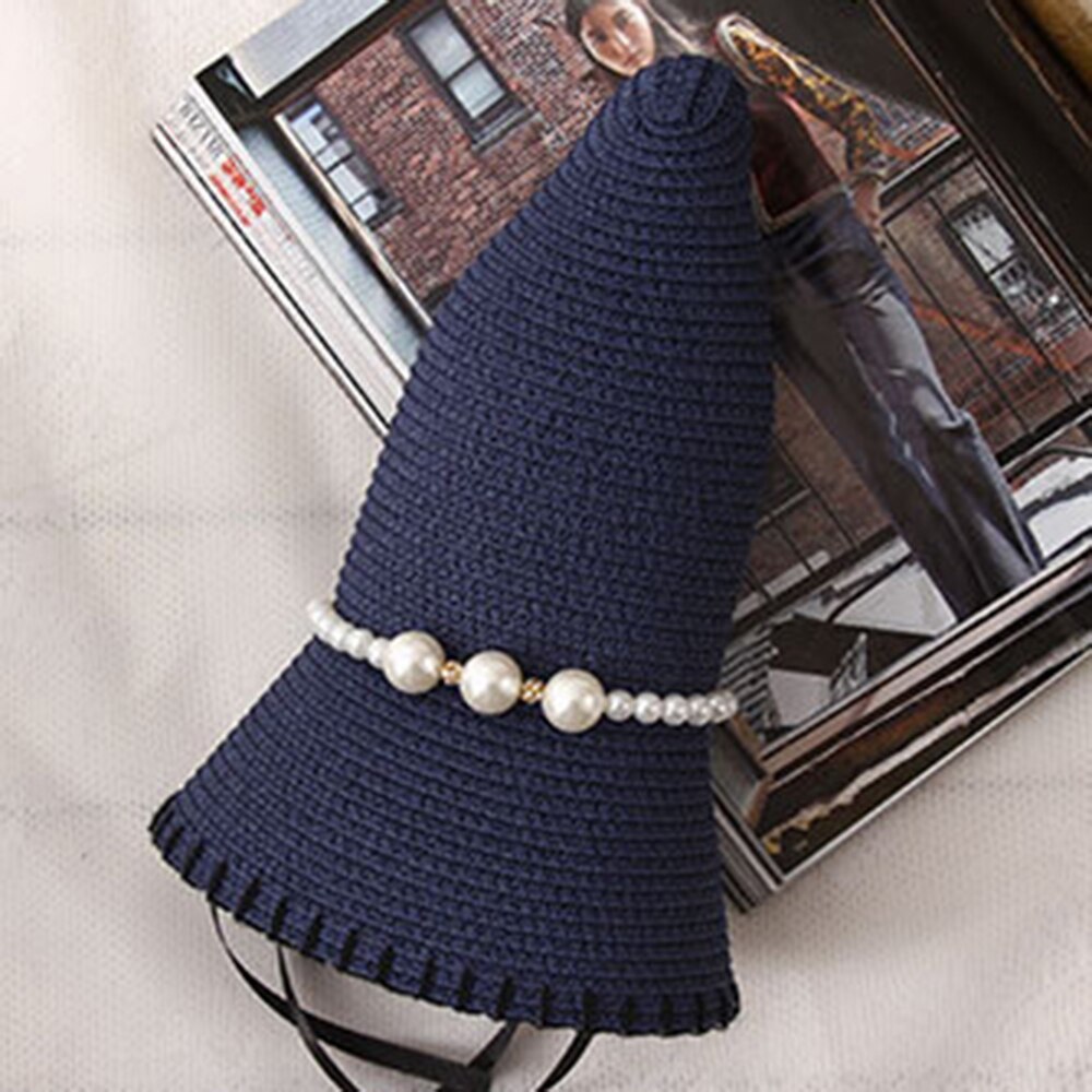 zomer Mode Zomer vrouwen Opvouwbare Wide Brim Grote Elegante Parel Strand Zonnehoed Stro Strand Cap Voor dames Meisjes