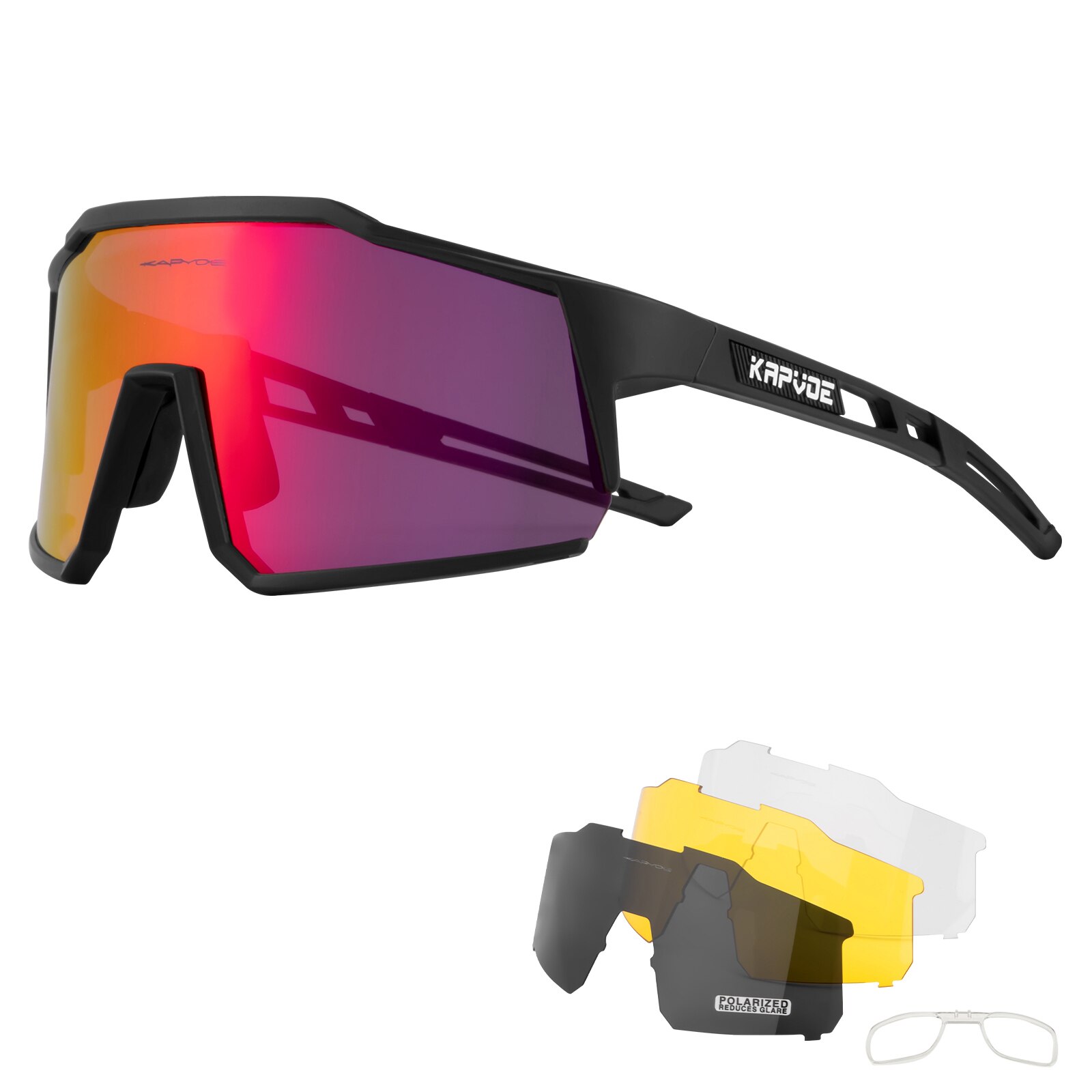Kapvoe-Lunettes de soleil polarisées ultra légères pour le cyclisme, équipement de protection, VTT, vélo de route, sport, UV400: Black