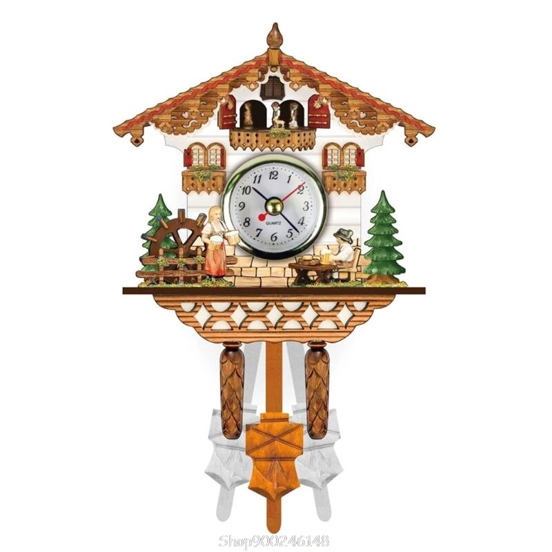 Antique Wooden Cuckoo Wall Clock Bird Time Bell Swing Alarm Watch Home Restaurant Decoration S29 20: 12