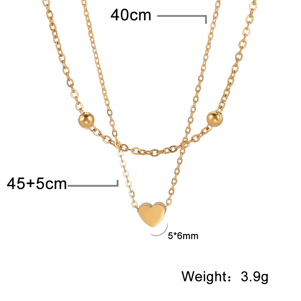Skyrim Tiny Heart Choker Necklaces Stainless Steel Double Layered Beads Chain Necklace Women Aesthetic Jewelry Mother Day: PURPLE