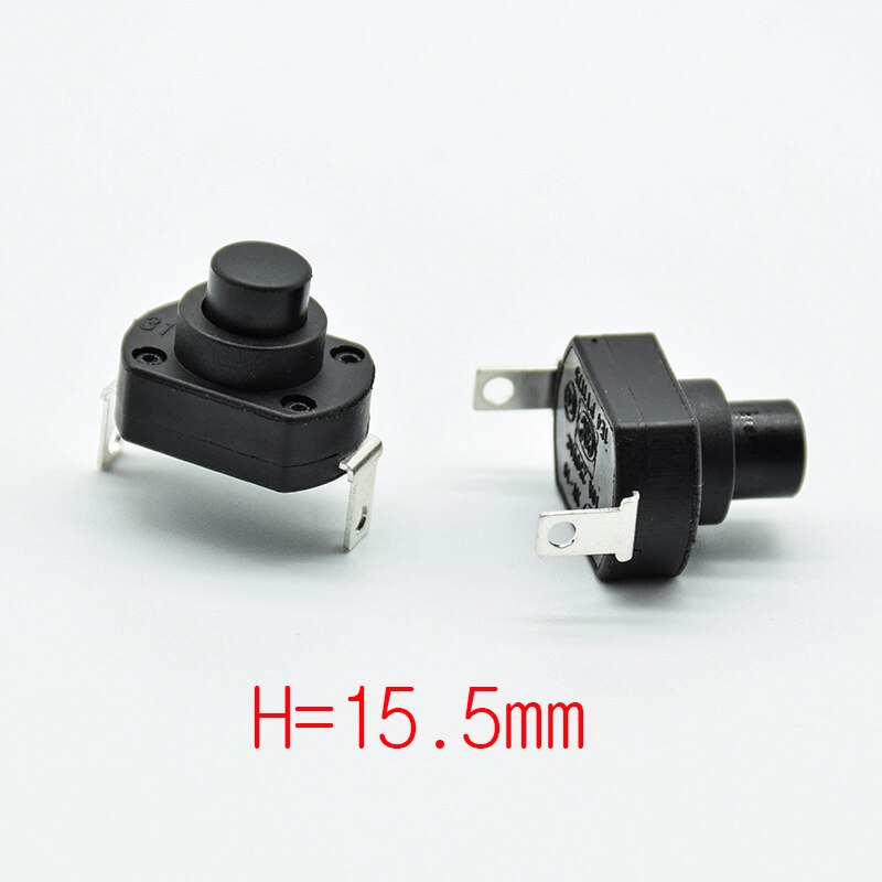 4pcs UPS switch flashlight self locking switch push button micro power switch 6A/10A Height 13.5/15.5/18.5mm: 4pcs15.5mm