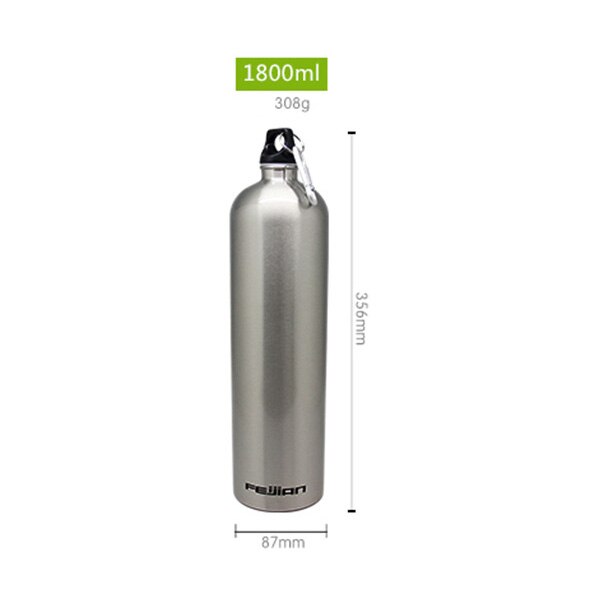 FEIJIAN Sport Water Fles 18/8 Rvs Fles Brede Mond Pot lekvrije Kantine 500mL 750mL 1000mL 1800mL 1.8L