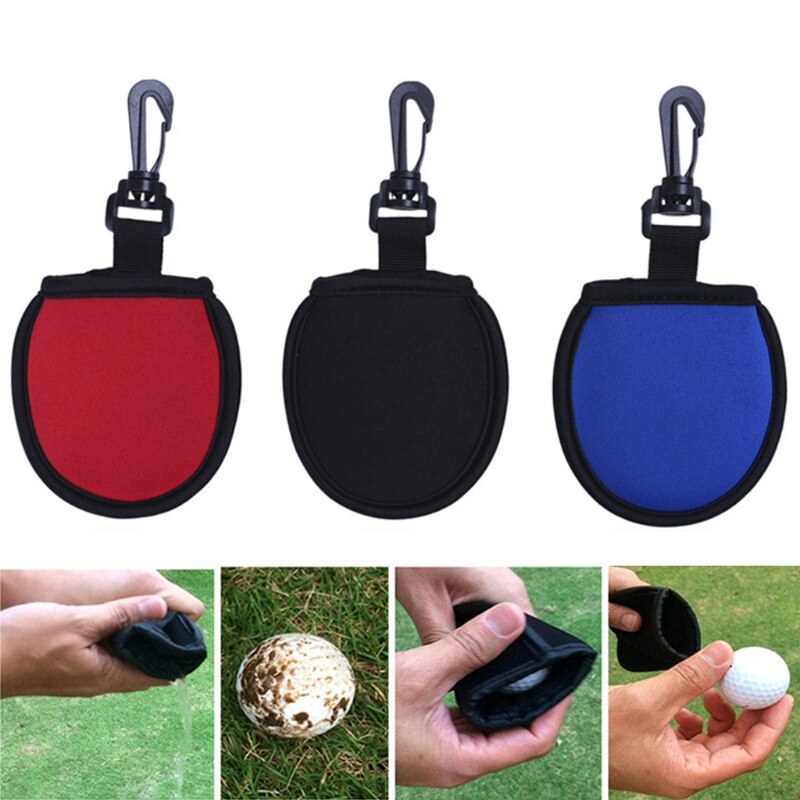 L9BD Vuil Vegen Pocket Met Clip Voor Golf Ballen Cleaning Tool Golf Pocket Cleaner Pouch Golf Club Cleaner Washer Pouch