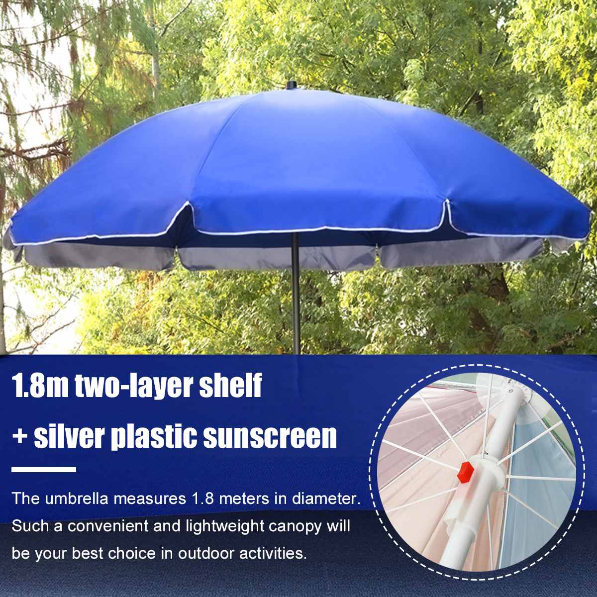 1.8m 2 Layer Shelf Adjustable Portable Outdoor Parasol Garden Umbrella Base Sunshade Patio Umbrella Stand Sun Shelter Accessory