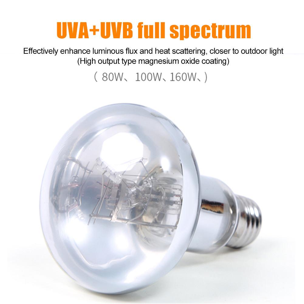 80w/100w/160w e27 uppvärmningslampa för husdjur, bländfri multifunktionell uva uvb fullspektrum uv-lampa glödlampa basking lampa för reptilanvändning