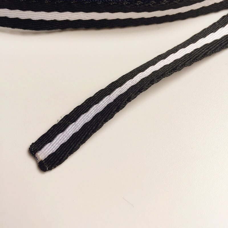 1 cm de alta qualidade fio macio tingido faixa webbing. Acessório da fita de costura diy, colhedor das decorações da roupa, corda da embalagem do presente: black white