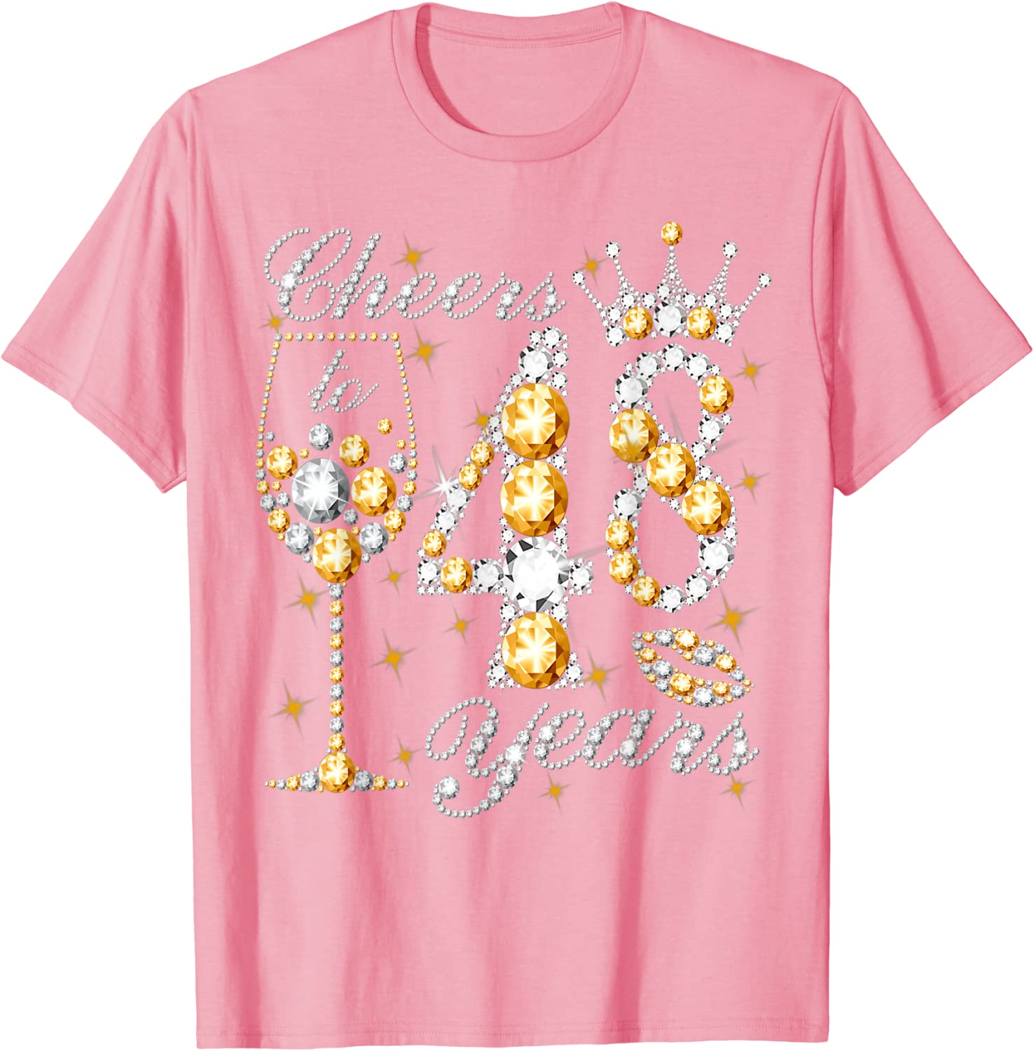 Proost Op 48 Jaar Oud Gelukkig 48th Verjaardag Koningin Drinken Wijn T-shirt Moederdag Vrouw Mama Gezegden Citaat grafische Tee Tops: S / Roze