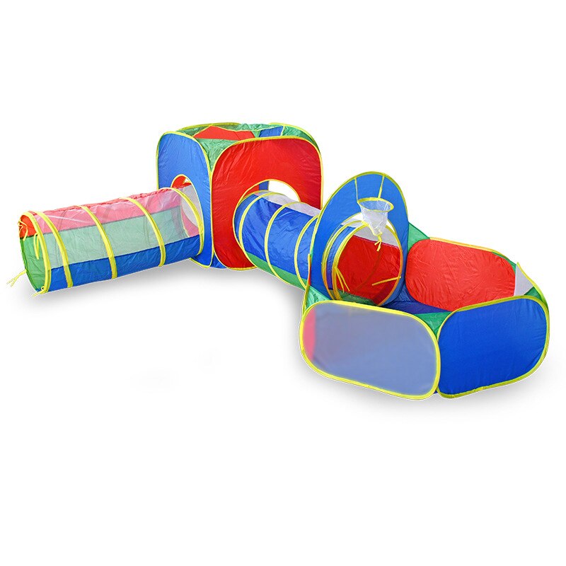 Tente de fosse à balles pour enfants, 3 en 1, avec Tunnel rampant, pour piscine, maison de jeu pour enfants: 4pcs 01