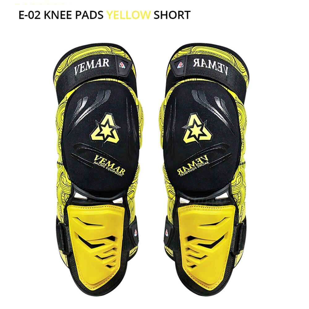 Joelheira de motocross, equipamento verde de proteção para motocicleta, proteção para o corpo e equitação, quatro estações: E-02 Yellow