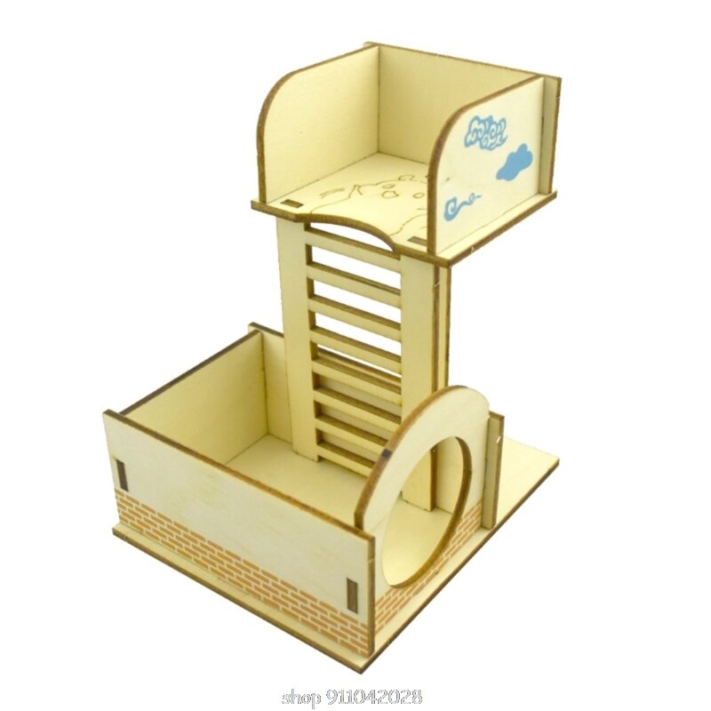 Hamster Maze Wooden Tube Tunnel Cage Seesaw House Swing Small Animals Pet Interactive Play Toys for Rat D25 20: K
