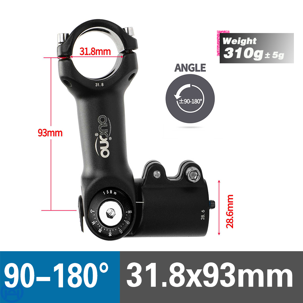OUO MTB Attacco Manubrio Regolabile MTB potenza bicicletta Tavolo 90-180 Gradi Manubrio Della Bicicletta estensore 25.4/31.8mm Giù Stelo Estensione Doppio Blocco: Rosso