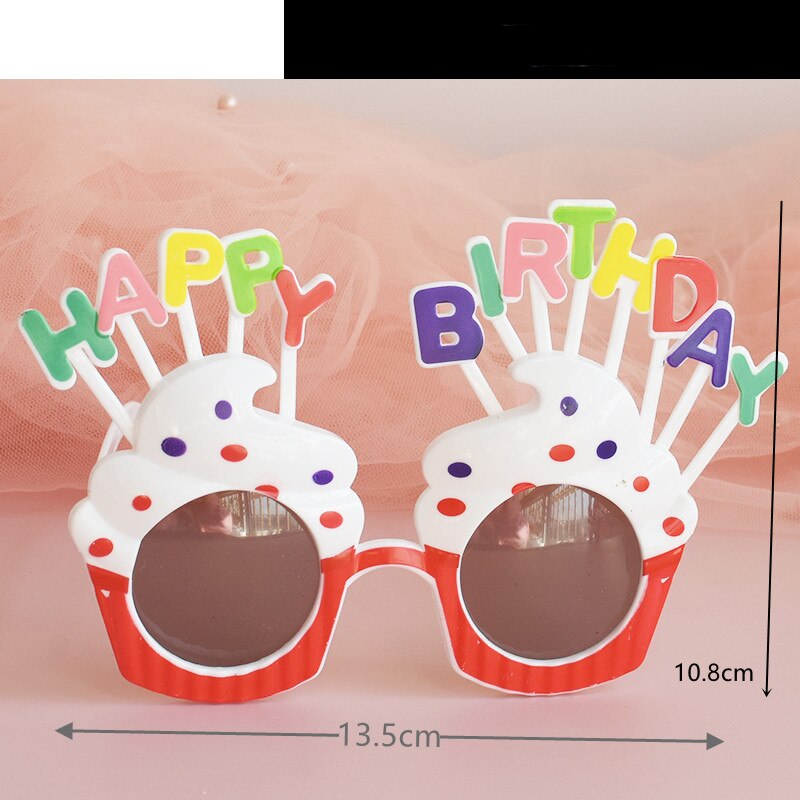 Grappige Verjaardag Bril Dolfijn Ballon Creatieve Kinderen Happy Birthday Party Cake Decoratie Plug-In Taart Jurk Up Ornamenten: 6