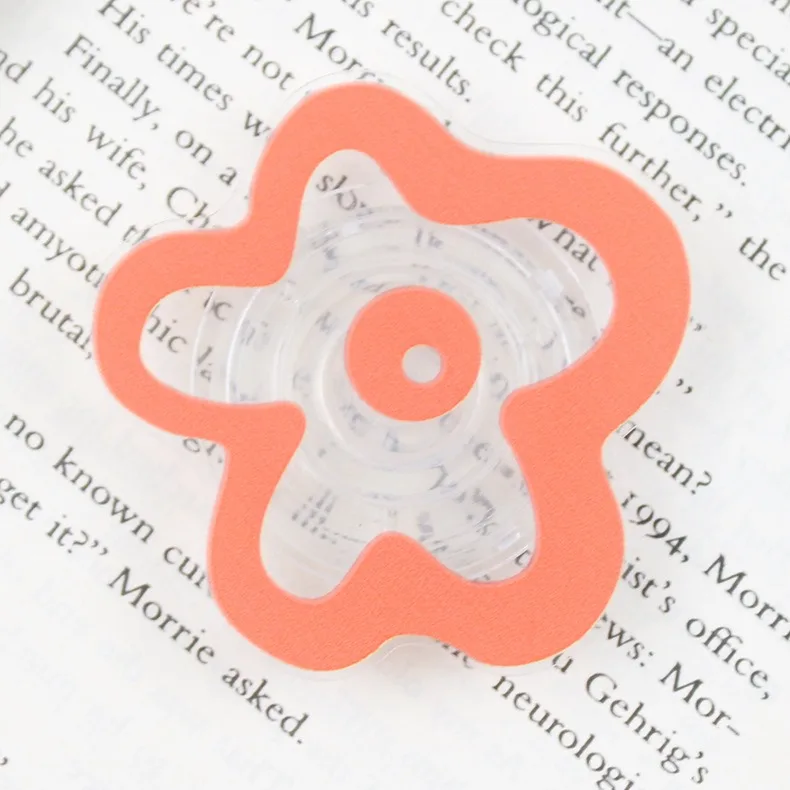 Cute Floral Phone Grip posocket Tok Flower Cellphone Stand Holder for iPhone 15 14 Mobile Bracket Foldable Expanding Kickstand: Orange