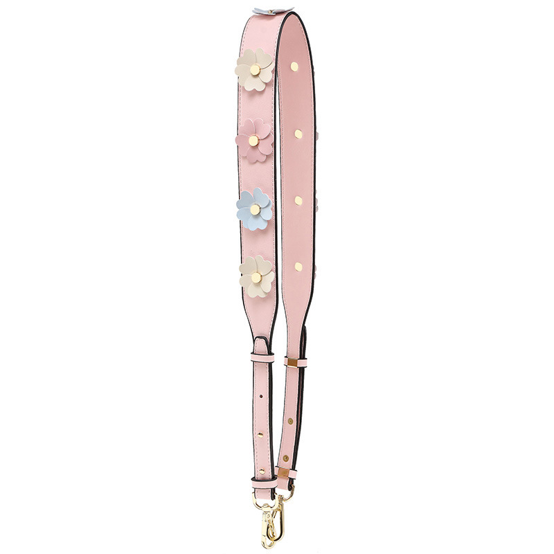 Luxury DIY Handbag Strap PU Leather Flower Women Bag Shoulder Straps for Handbags Casual Replacement Straps for Bags: PINK B