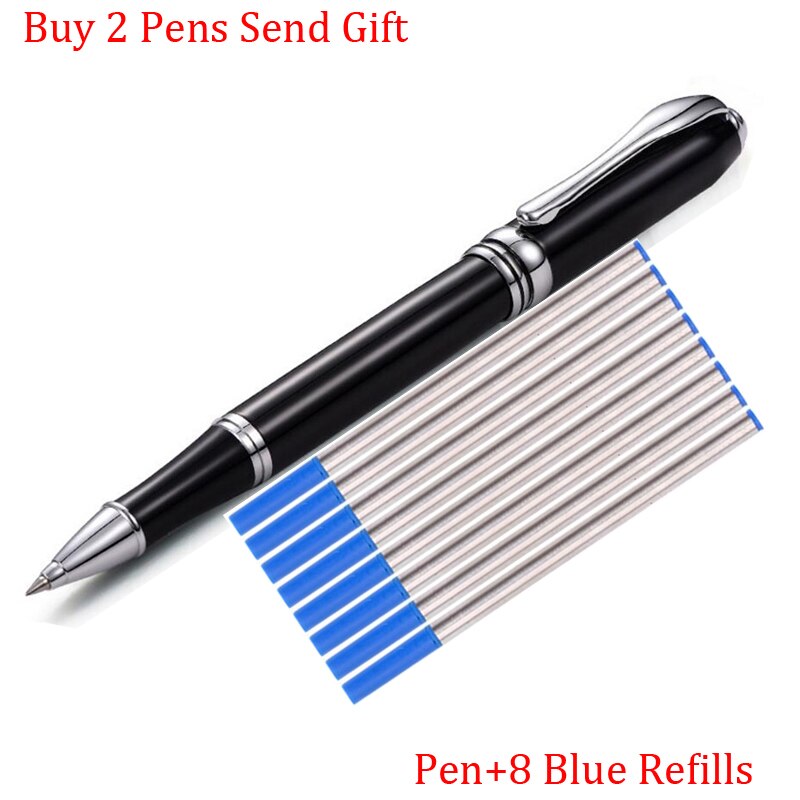 Classic Full Metal Luxury Ink Fountain Pen Office Signature Writing Pen Buy 2 Send: Pen 8 Blue Refills