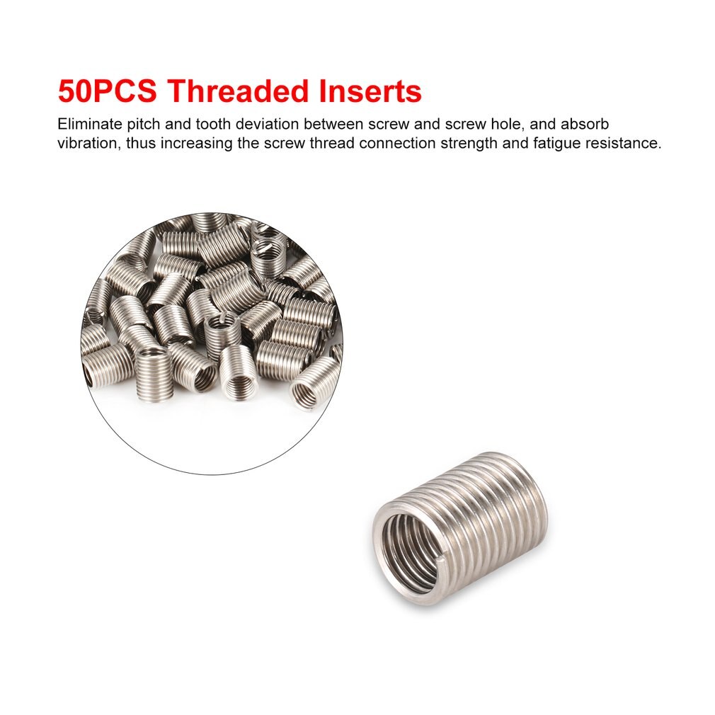 50PCS Inserti Filettati M6 1.0 2.5D Filo di Acciaio inossidabile Helicoil Elementi di Fissaggio Ferramenteria E Attrezzi Strumenti di Riparazione Vite Insieme Del Manicotto