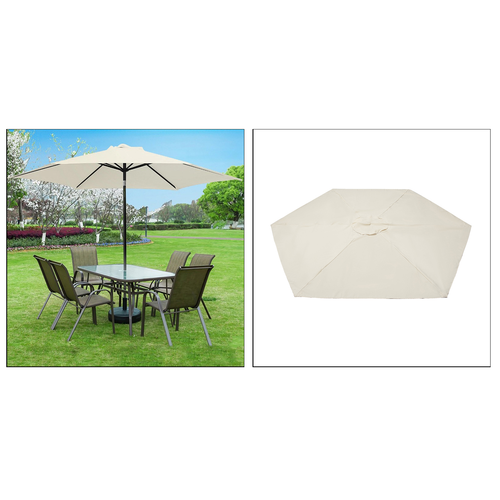 Patio Parasol Fabric Canopy Cover Heavy Duty Outdoor Patio Deck Umbrella Covers Replacement, UV Resistant