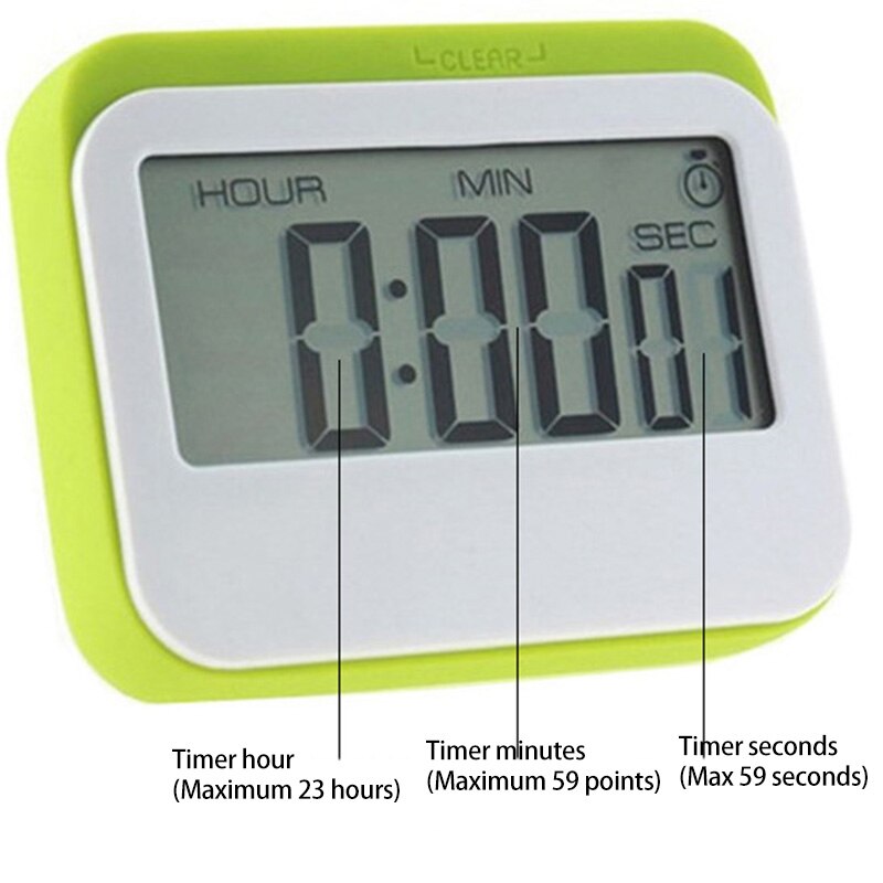 LCD Digital Countdown Timer Stopwatch Alarm with Stand Kitchen Timer Practical Cooking Alarm Clock