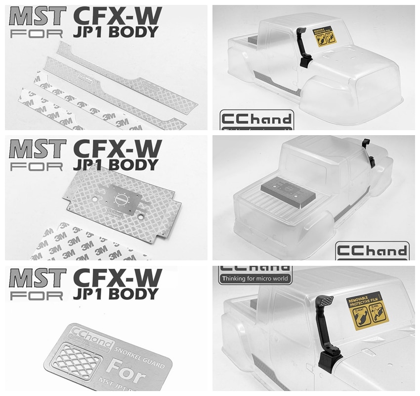 CChand metal rear bucket door skid plate sill guard wading throat grill snokle grid for MST JEEP CFX-W JP1 body cover rc car