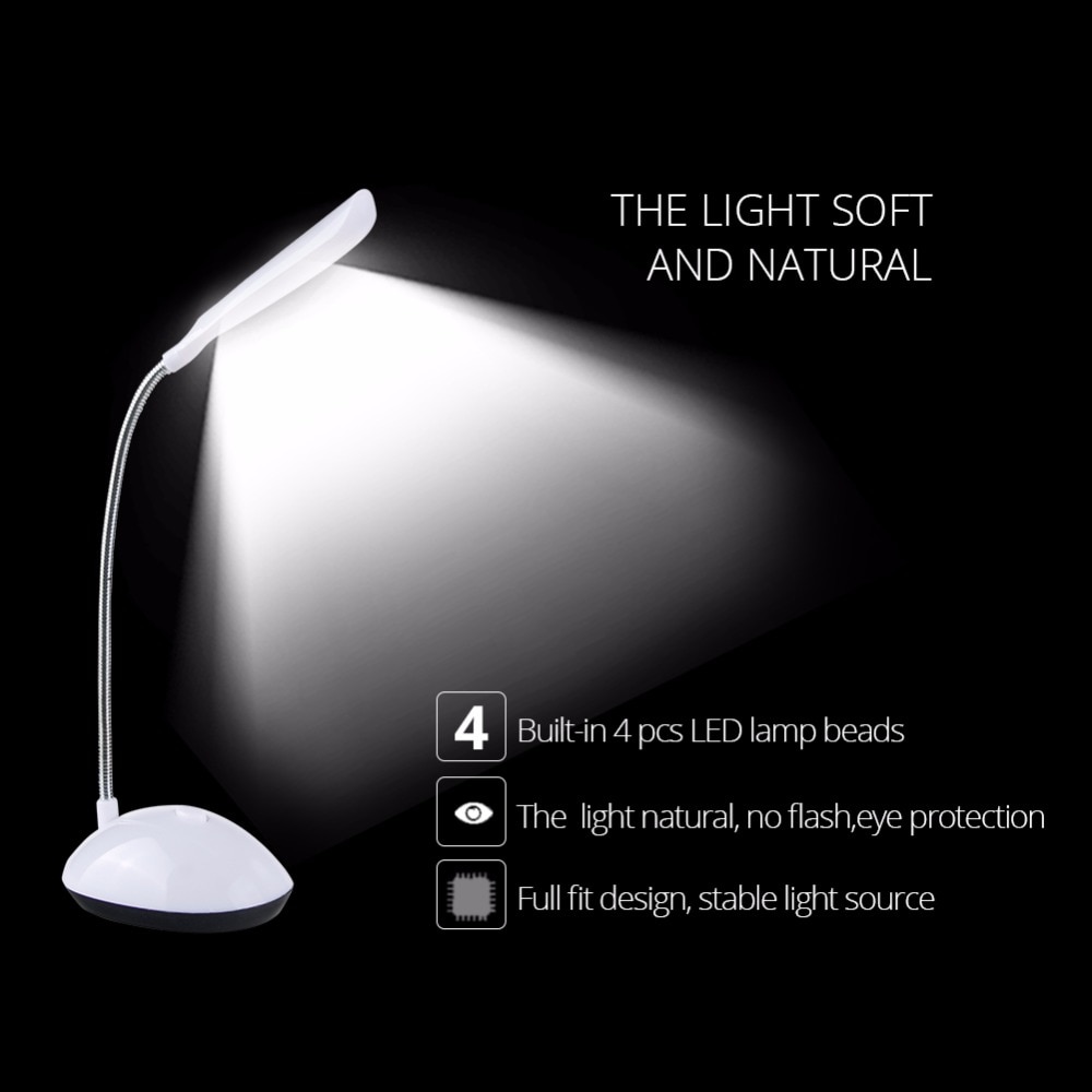 Nachtlampje Boek Leeslamp LED Boek Lights Verstelbare Flexibele Desk Lights Tafellamp 3 * AAA Batterij 4 leds voor Reader Kindle