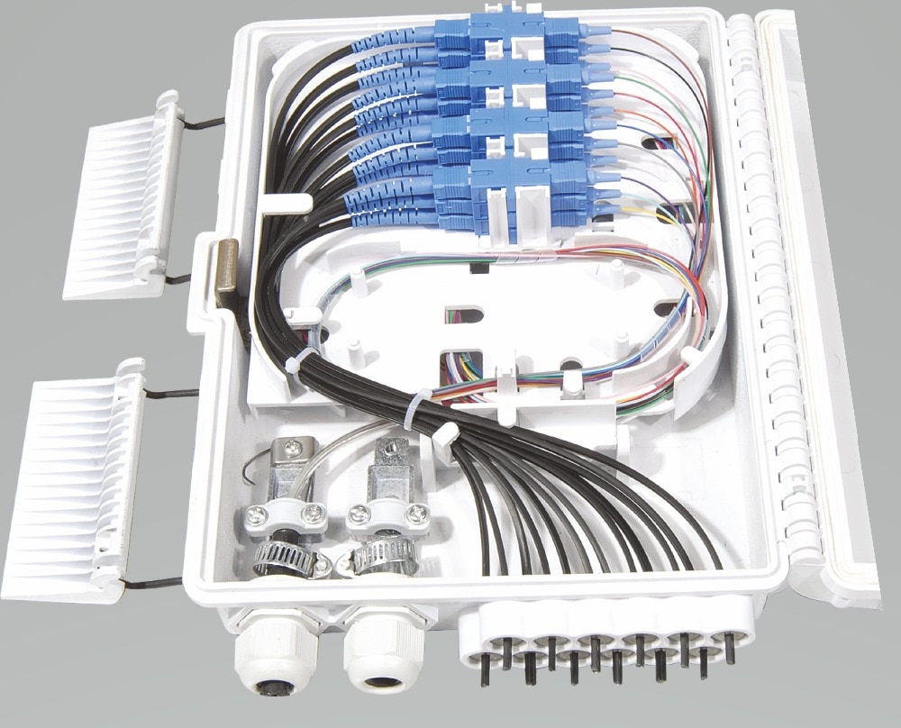 FTTH 12 cores fiber Termination Box 12 port 12 channel Splitter Box indoor outdoor fiber Splitter Box ABS Optical terminal Box