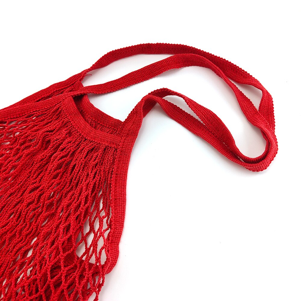 Bolso de compras de malla reutilizable para mujer, bolsa de almacenamiento de fruta con cordón, tejido de red, para tienda de comestibles, novedad