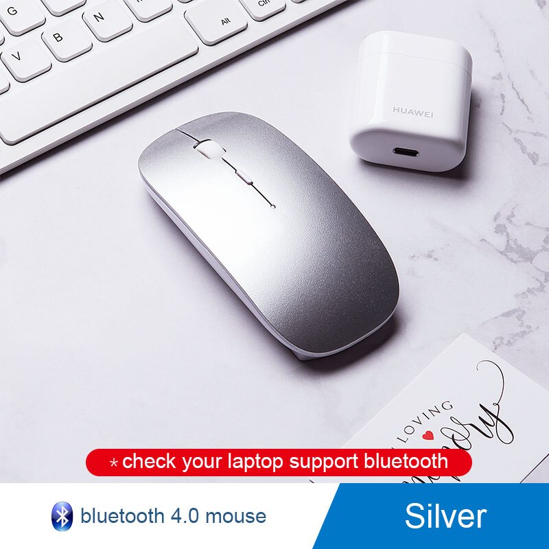 Wireless Mouse USB Receiver Rechargeable Mice for xiaomi/Dell/Hp/Lenovo/Acer/Asus Silent Bluetooth Mouse for Computer Laptop Pc: Bluetooth silver