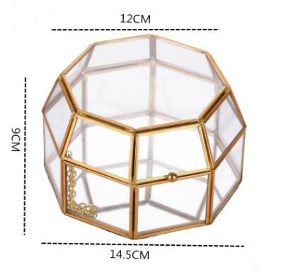 Geometryczne przezroczyste szklane pudełko na biżuterię Tabletop sukulenty pojemnik domowa biżuteria robić przechowywania szkła dekoracja rzemieślnicza: A