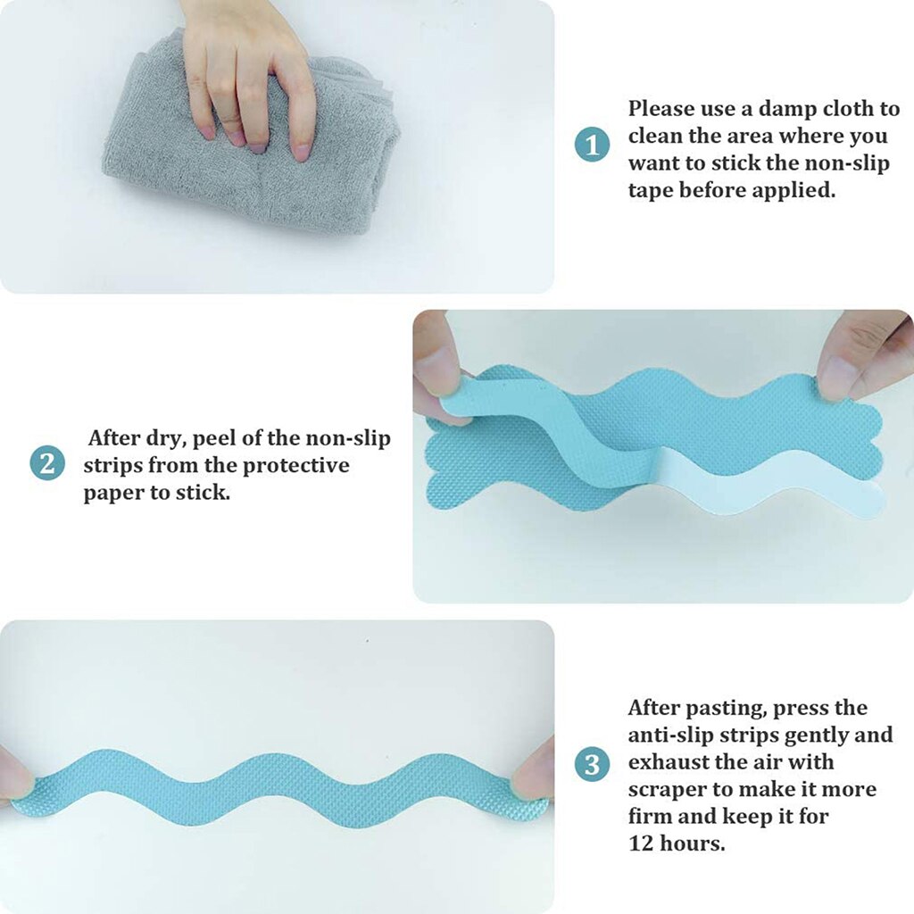 24pcs Bathtub Stickers Anti Slip Bath Tape Shower Pad With Shovel For Stairs Outdoors Safety Shower Strips Mat Textured Treads