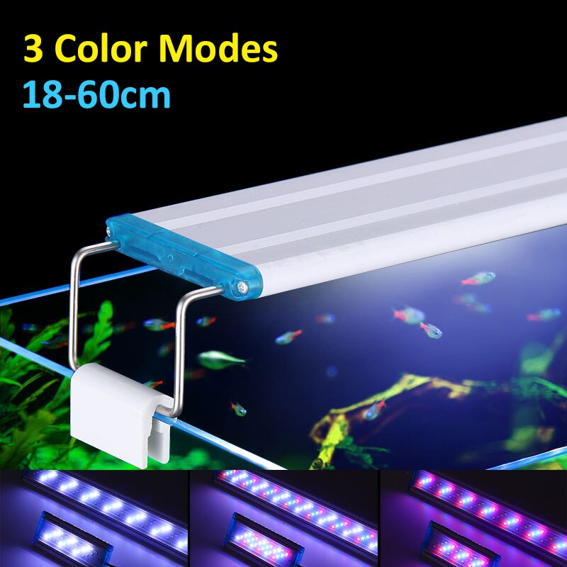 Tricolor Led Aquarium Light 18-60cm Slim Aquarium Lamp For Plants Fish Tank Light 220V US Plug Super Bright Aquarium Lighting