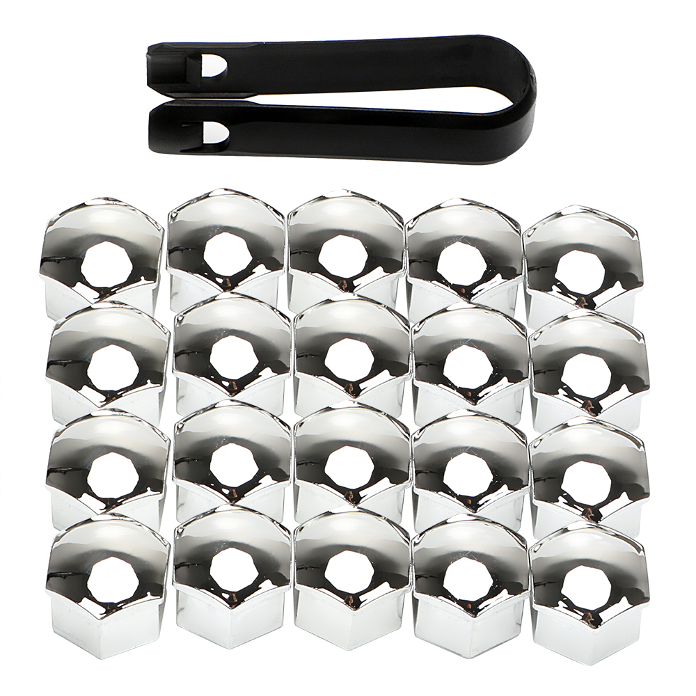 20Pcs Universal Anti-Rust 17mm Chrome Glossy ABS Auto Trim Tyre Wheel Nut Screw Bolt Protection Covers Caps Car Styling