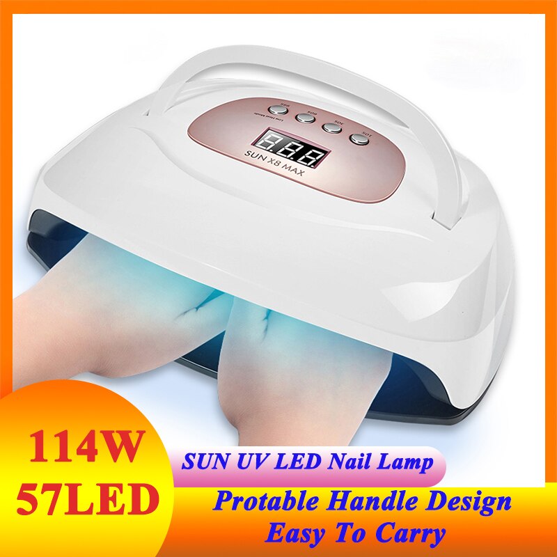 114W SUN X8 Max UV LED Nail Lamp Gel Nail Dryer With 57 Pcs Leds Manicure Machine Lamp For Drying Nails Polishing Nail Art Tools