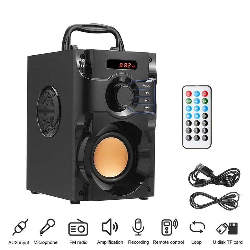 Outdoor Handheld Portable Bluetooth Speaker Wireless Stereo Subwoofer Speakers Column Support FM Radio TF AUX USB Remote Control