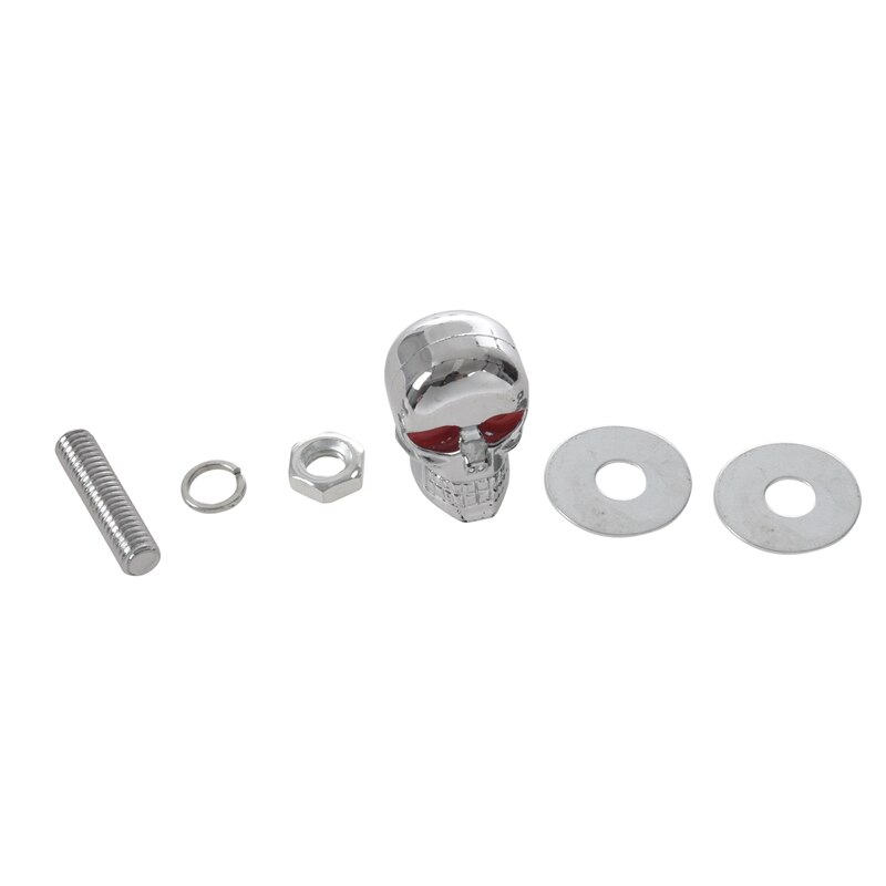 4 pièces 5mm Chrome crâne rouge oeil plaque d'immatriculation acrylique Tag cadre pare-brise garniture boulons vis fantastique remplacement universel ajustement Hotro