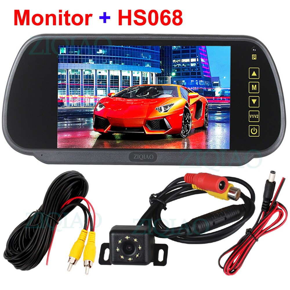 ZIQIAO 7 pouces TFT LCD kit de voiture miroir surveille moniteur de vue arrière de voiture: P07-HS068