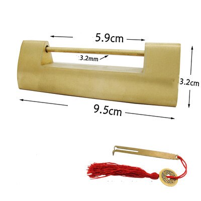 Lucchetto a scatto in ottone cinese liscio scatola di legno porta dell'armadio lucchetto antico lucchetto con chiave gioielli confezione regalo lucchetto in rame bronzo: 9