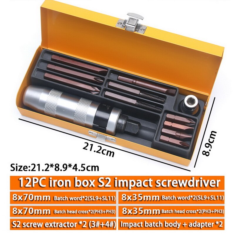 Impact Driver Kit Manual Screwdriver Set Repairing Tools Non-slip Grip Handle Tool Multifunctional Screwdriver-1 Box: 4