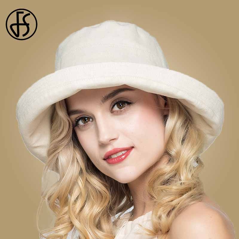 FS Summer Womens Cotton Wide Brim Sun Hats Foldable Casual Viseira Feminina Sun Visor Caps Bucket Hat Chapeu Feminino