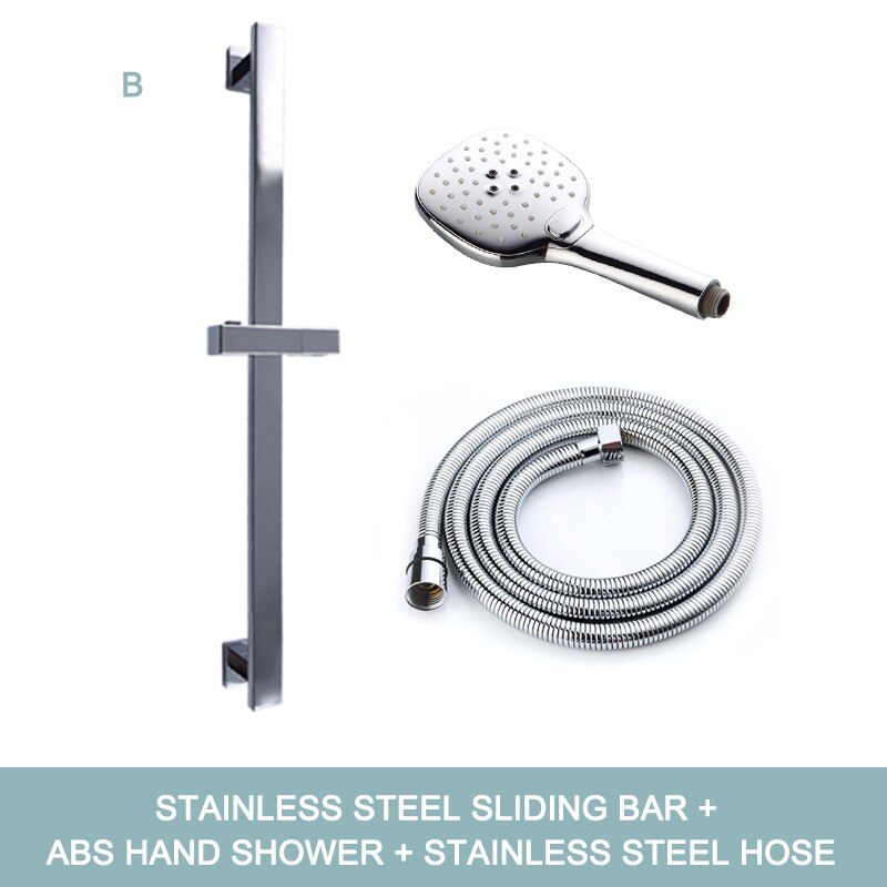 Chrome Shower Sliding Bar Wall Mounted Shower Bar Adjustable Sliding Rail Set Multi Function Hand Shower Head with 1.5M Hose